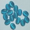 15 14x10mm Aqua Fiber Optic Flat Ovals